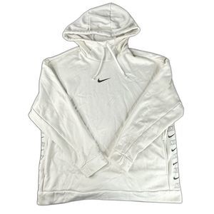 Nike Therma Taping Pullover Hoodie Sweatshirt White Pockets AV5903 Womens L